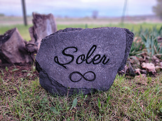 Cursive Hand Carved Family Name Stone